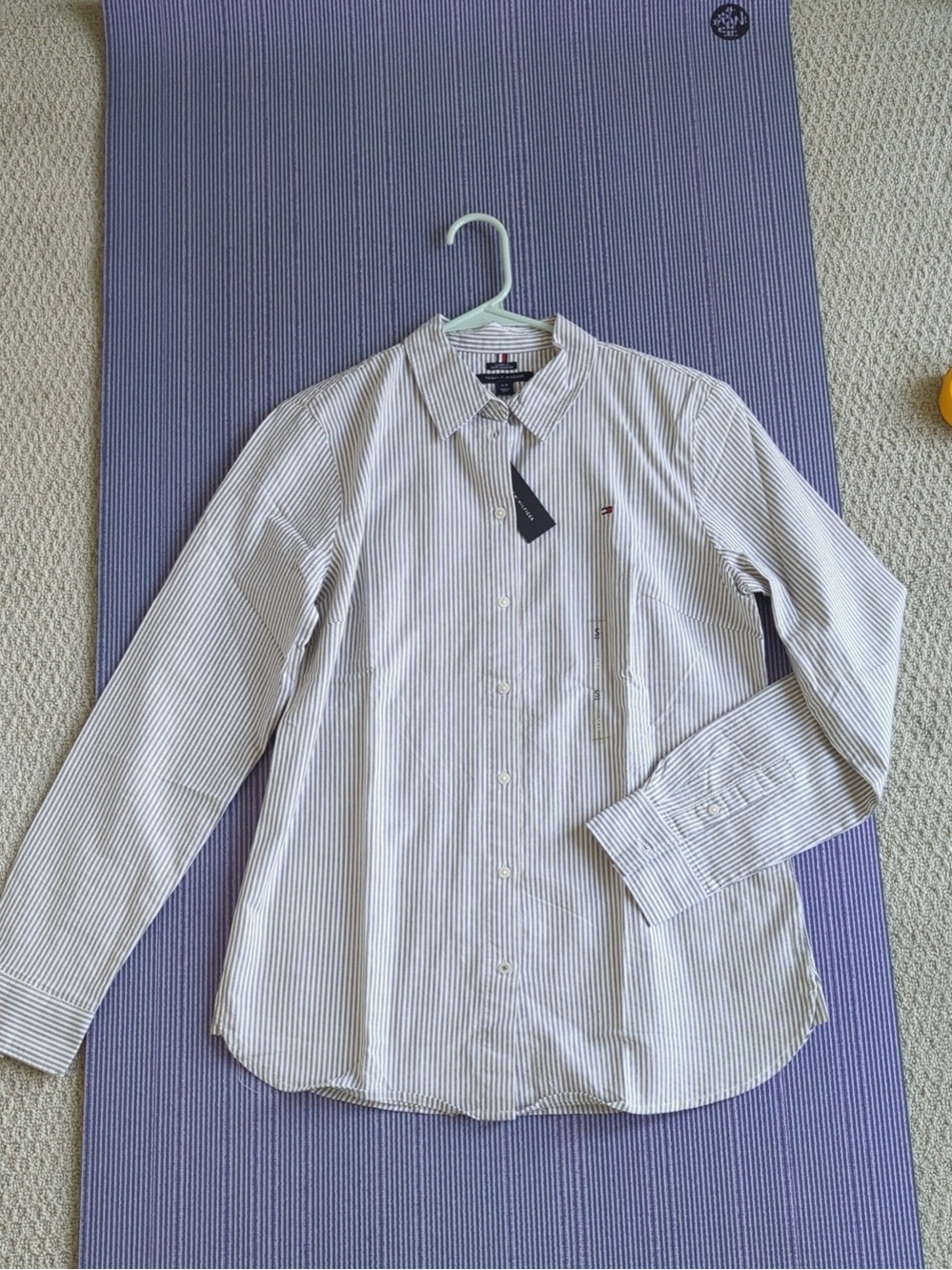 Tommy Hilfiger White and Navy Pinstripe Men's Dress Shirt
